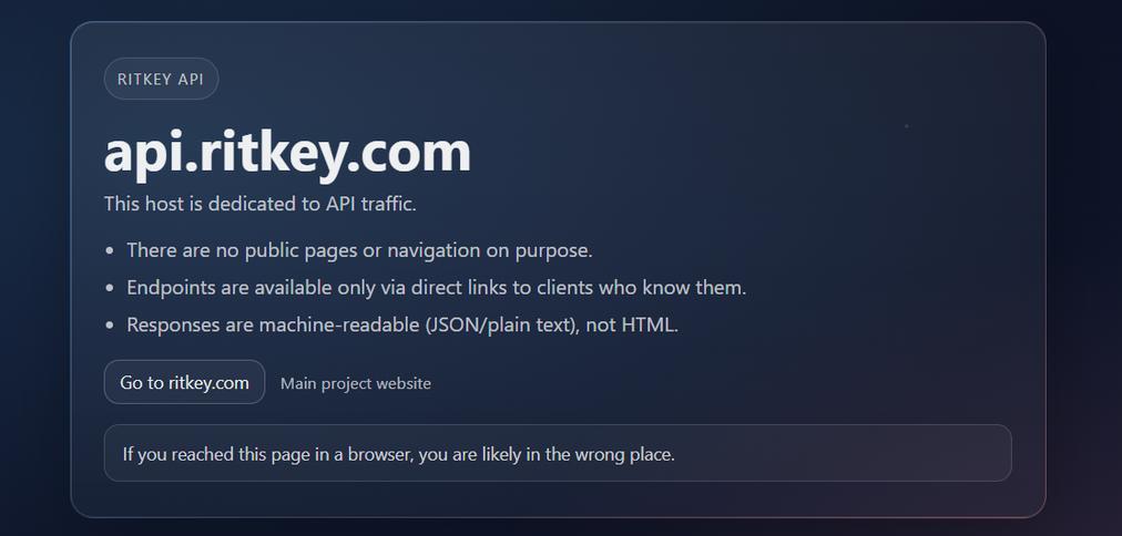 Ritkey API infrastructure endpoint