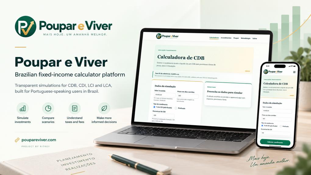 Poupar e Viver fixed-income calculator interface for Brazilian users