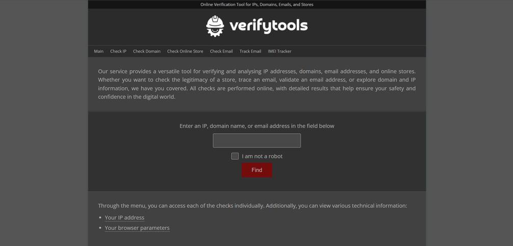 VerifyTools: Online Verification Toolkit for IPs, Domains, Emails, and Stores